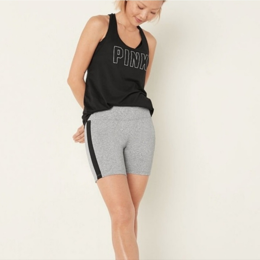 PINK Victoria's Secret Hight Waisted Active Bike Shorts 6" Inseam Large Gray